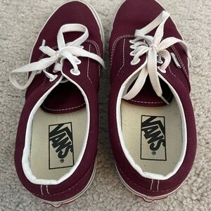 Vans Maroon Canvas Shoes with White Accents